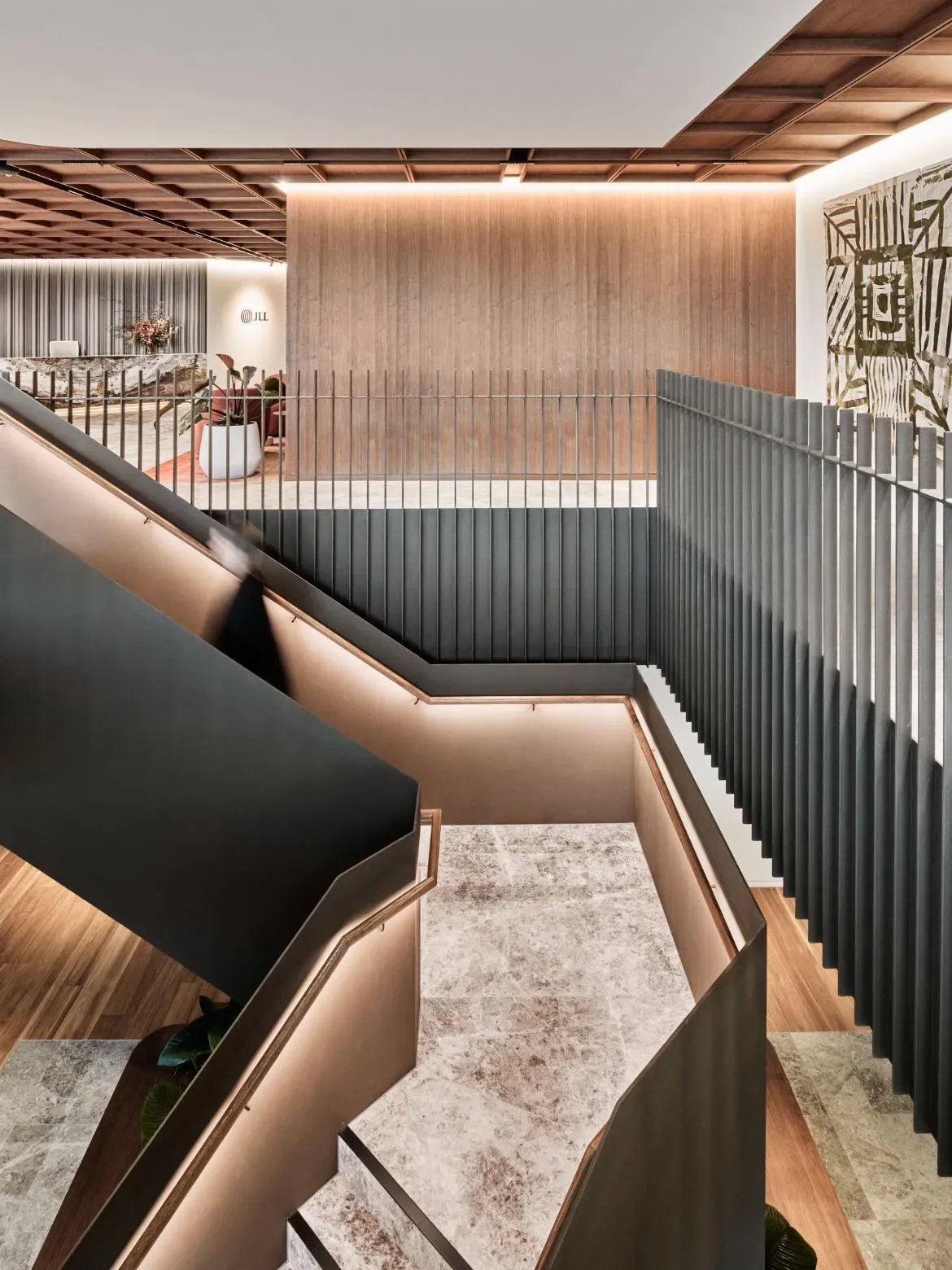 A stone staircase in a Melbourne office